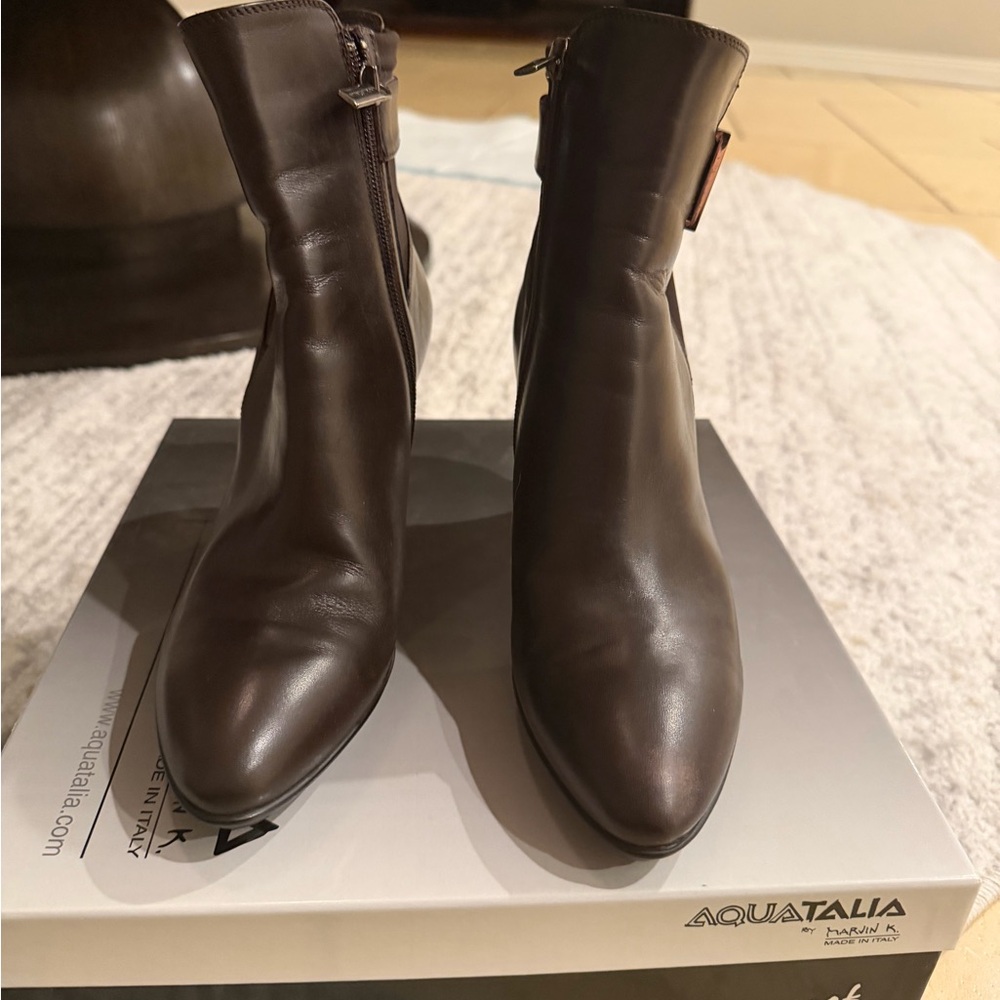 Aquatalia Dark Brown Leather Booties
